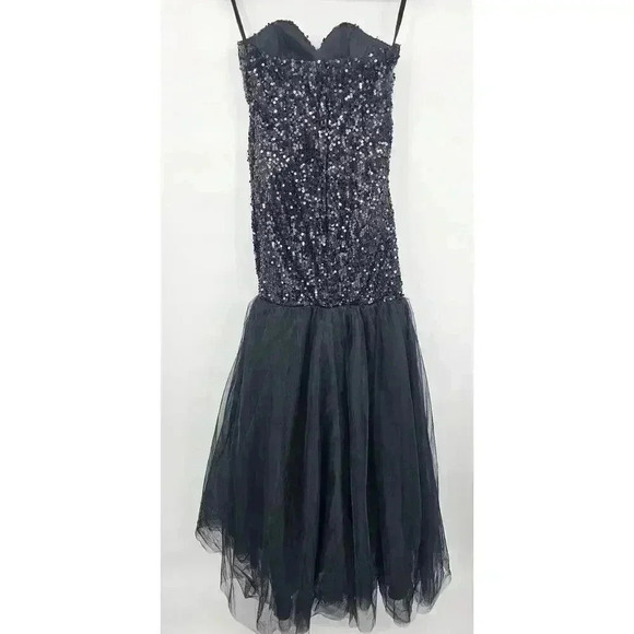 Women's Black Sequin and Ruffle Mermaid Gown Prom/Homecoming - Picture 4 of 16
